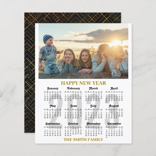 Budget 2023 Calendar Modern Gold Script Photo Card (Front/Back)