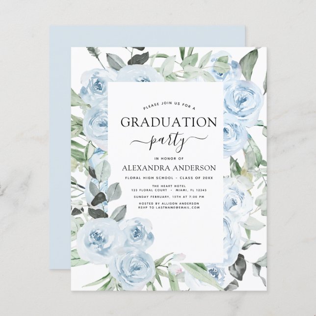 Budget 2023 Dusty Blue Graduation Floral (Front/Back)