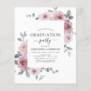 Budget 2023 Dusty Pink Rose Graduation Floral Flyer
