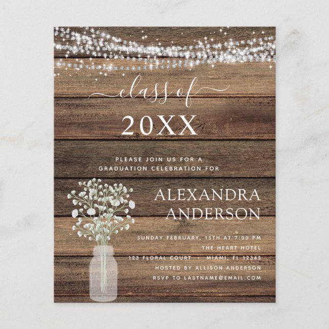Budget 2023 Graduation Baby's Breath Invitation Flyer (Front)