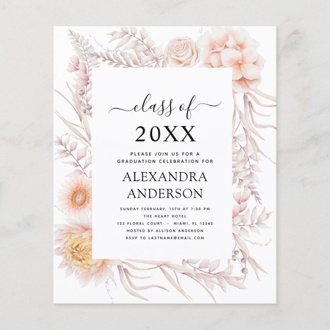 Budget 2023 Graduation Boho Chic Dusty Pink Desert Flyer (Front)