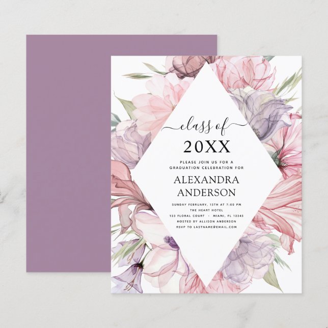 Budget 2023 Graduation Boho Dusty Pink Purple (Front/Back)