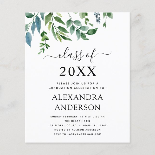 Budget 2023 Graduation Botanical Greenery Flyer (Front)