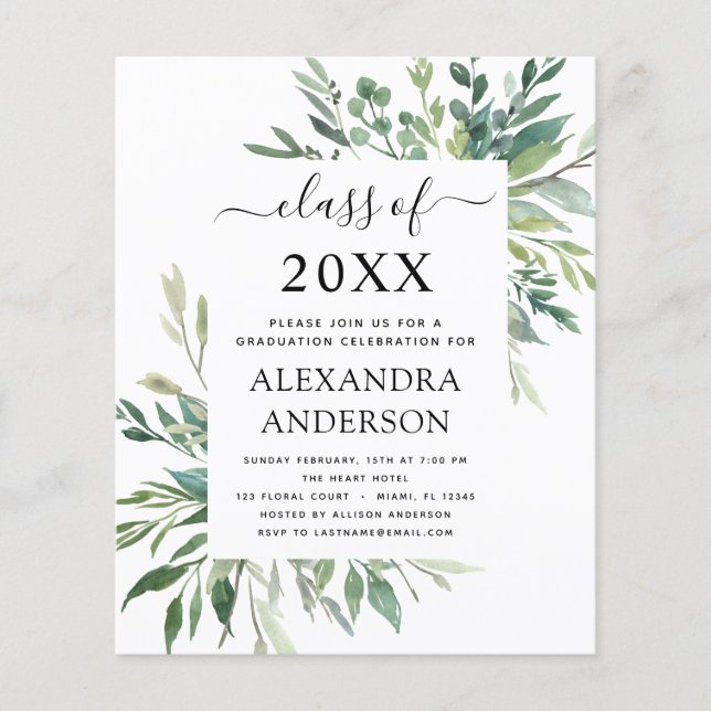 Budget 2023 Graduation Botanical Greenery Flyer (Front)