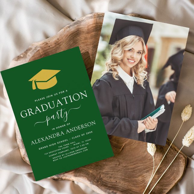 Budget 2023 Graduation Green Gold Photo Picture Flyer (Creator Uploaded)