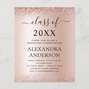 Budget 2023 Graduation Party Glitter Blush Pink Flyer