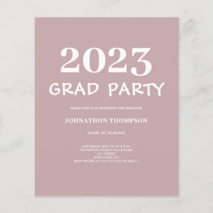 Budget 2023 Graduation Pink Party Invitation