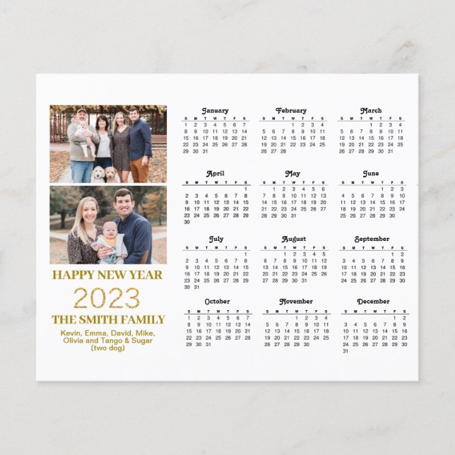 Budget 2023 Modern Gold Script Photo Calendar Card (Front)