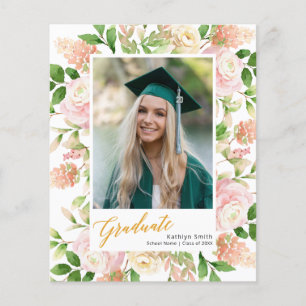 BUDGET 2023 Pink Floral Photo Grad Announcement