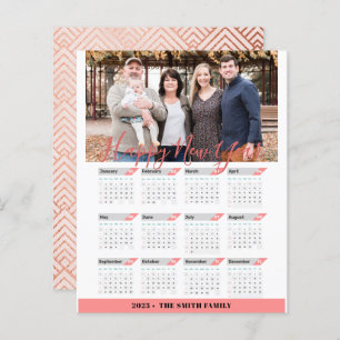 Budget 2023 Rose Gold Calendar Modern Photo Card