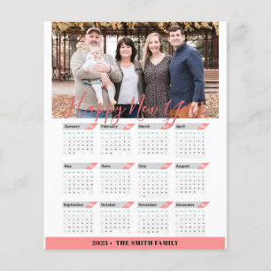 Budget 2023 Rose Gold Calendar Modern Photo Card
