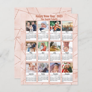 Budget 2023 Rose Gold Modern Photo Calendar Card
