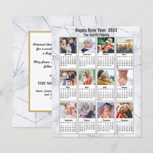 Budget 2023 Silver Gold Family Photo Calendar Card