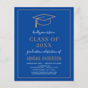 Budget 2023 Simple Grad Photo Blue Gold Invitation Flyer