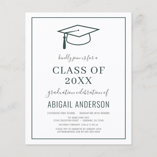 Budget 2023 Simple Graduation Photo Invitation (Front)