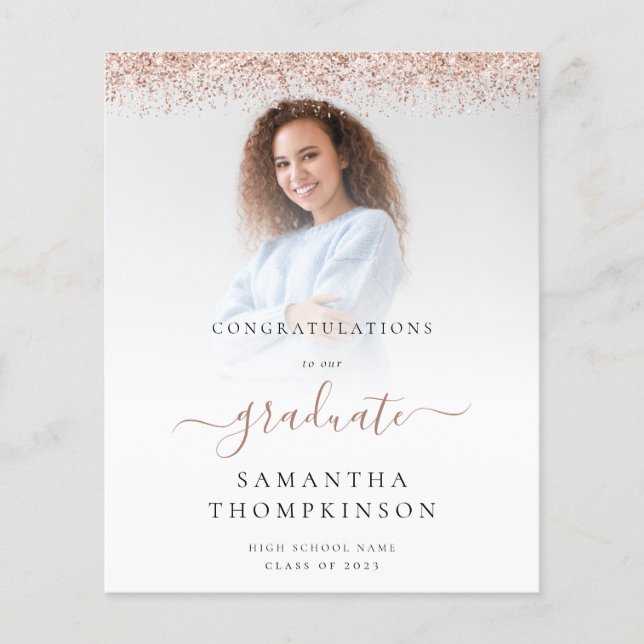 Budget 2024 Grad Photo Rose Gold Glitter Announce (Front)