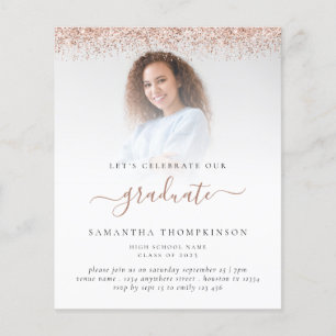 Budget 2024 Grad Photo Rose Gold Glitter Invite