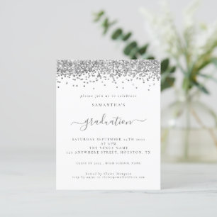 Budget 2024 Graduation Silver Glitter Invite