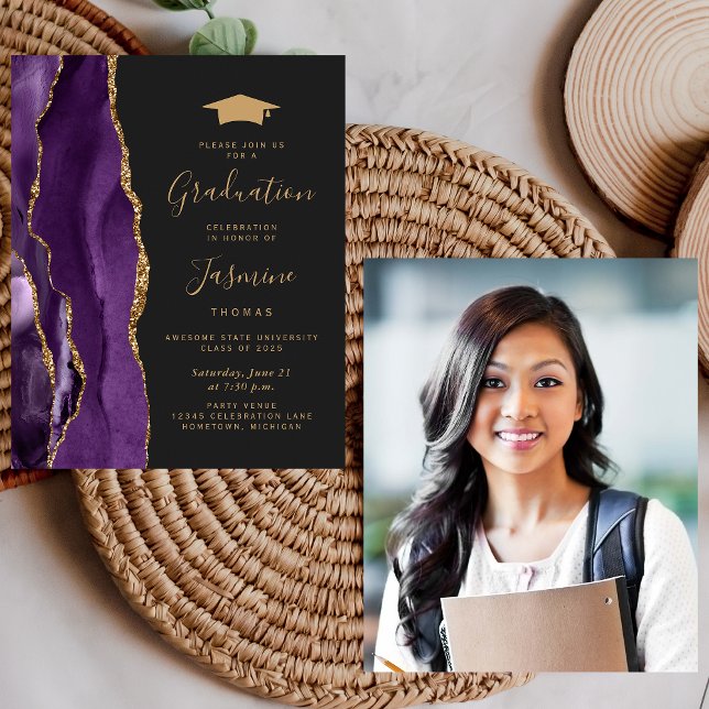 Budget 2025 Graduation Purple Agate Photo Invite (Creator Uploaded)