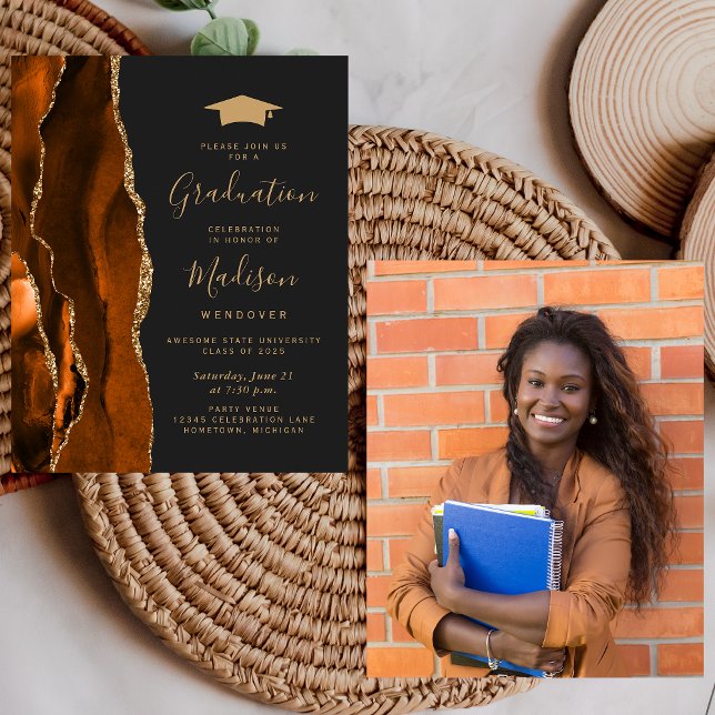 Budget 2025 Graduation Rust Agate Photo Invite (Creator Uploaded)