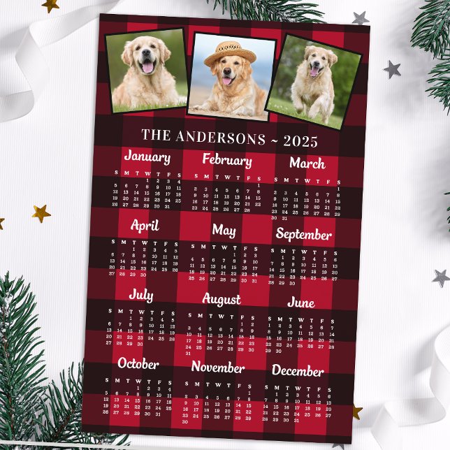 Budget 2026 Buffalo Plaid Red Photo Calendar Card (Creator Uploaded)