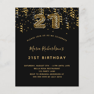 Budget 21st birthday black gold leopard party