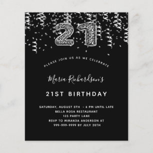Budget 21st birthday black silver leopard party