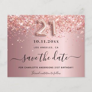 Budget 21st birthday blush pink save the date