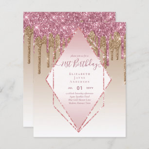 BUDGET 21st Birthday Dripping Glitter Glamour Invi