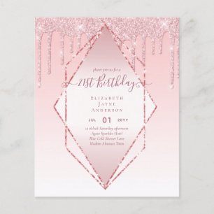 BUDGET 21st Birthday Dripping Glitter Glamour Invi Flyer