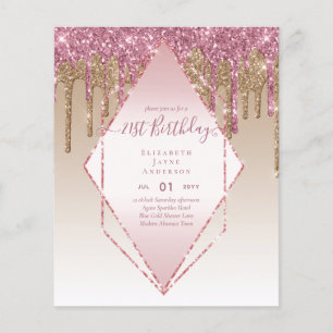 BUDGET 21st Birthday Dripping Glitter Glamour Invi Flyer