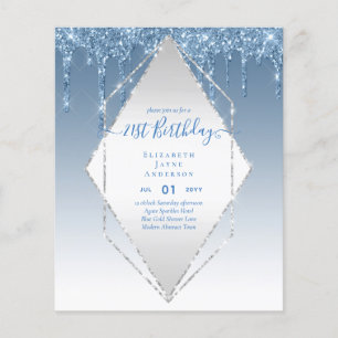 BUDGET 21st Birthday Dripping Glitter Glamour Invi Flyer