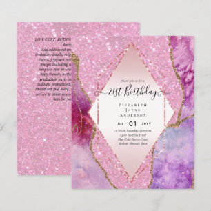 BUDGET 21st Birthday Glittery AGATE Sparkle Invite