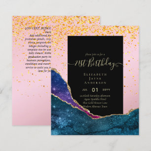BUDGET 21st Birthday Glittery AGATE Sparkle Invite