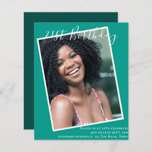 BUDGET 21st Birthday Invite PHOTO Keepsake