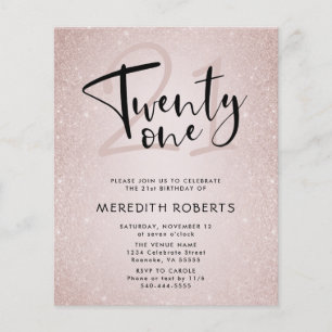Budget 21st Birthday Modern Script Birthday Invite