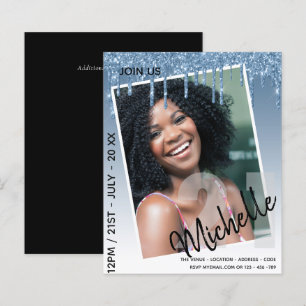 BUDGET 21st Birthday PHOTO Dripping Glitter Invite