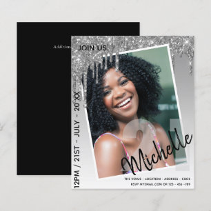 BUDGET 21st Birthday PHOTO Dripping Glitter Invite