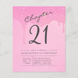 Budget 21st Birthday Pink Grey Invitation Flyer