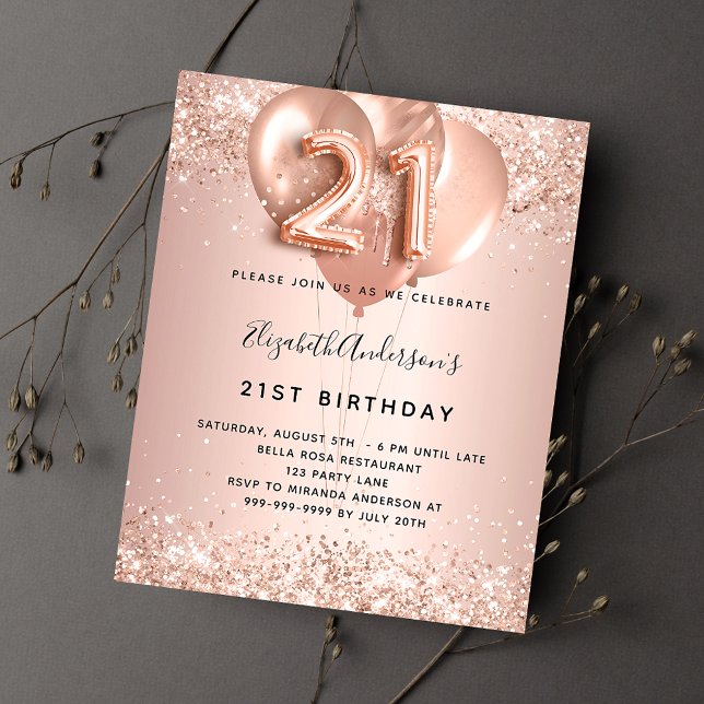 Budget 21st birthday rose gold sparkles balloons (Creator Uploaded)