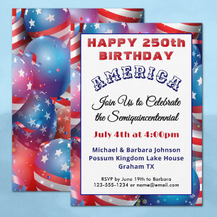 Budget 250th Birthday America Celebration Invite