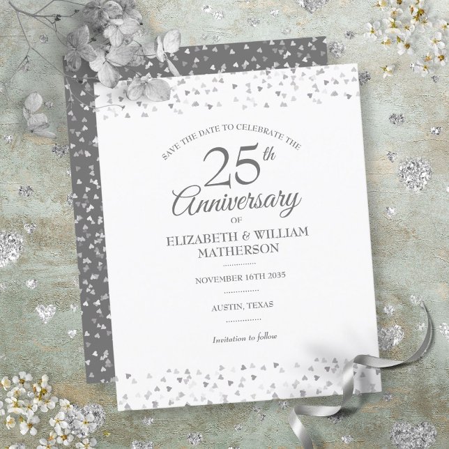 Budget 25th Anniversary Silver Heart Save the Date (Creator Uploaded)