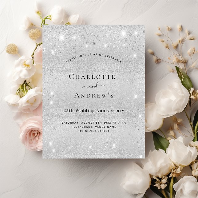 Budget 25th wedding anniversary silver glitter (Creator Uploaded)