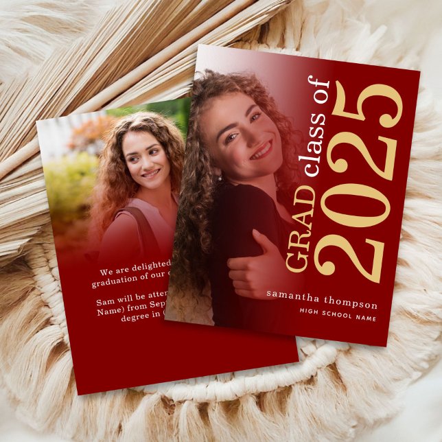 Budget 2 photo Maroon Gold 2023 Grad Announcement (front and back view)