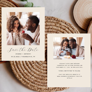 Budget 2-Photo Minimal Beige Save the Date