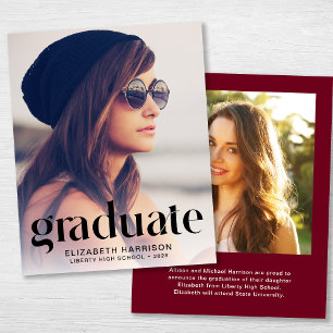 Budget 2 Photo Trendy Graduation Announcement
