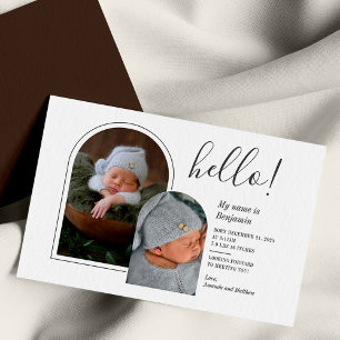 Budget 2 Photos Hand-Lettered Birth Announcement