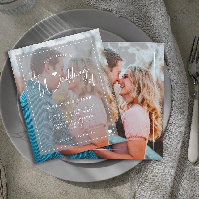 Budget 2 photos modern overlay wedding invitation (Creator Uploaded)