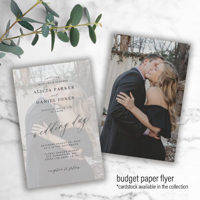 Budget 2 photos modern overlay wedding invitation flyer (Creator Uploaded)