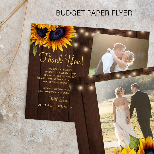 Budget 2 photos rustic wedding thank you card (Creator Uploaded)